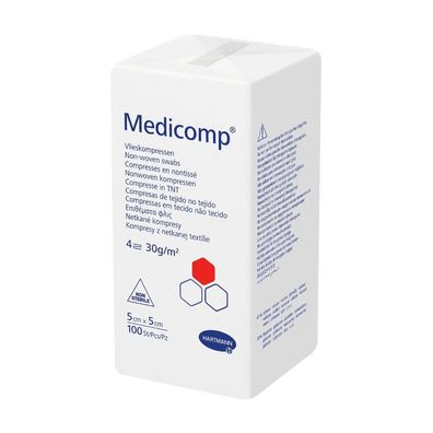 12x Hartmann Medicomp® unsterile Vlieskompressen - 100 Stück - 10 x 10 cm | Packung (