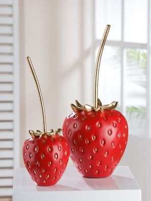 Gilde Dekoobjekt, Erdbeere, "Frutilla", Poly, rot, VE 2, H. 35 cm, D. 15 cm Höhe: