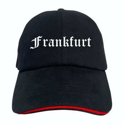 Frankfurt Cappy - Altdeutsch bedruckt - Schirmmütze - Schwarz-Rotes Cap