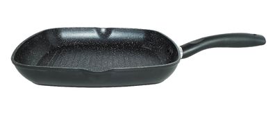 Grillpfanne Ø28cm Steakpfanne Bratpfanne Induktion in Schwarz mit Ausläufe