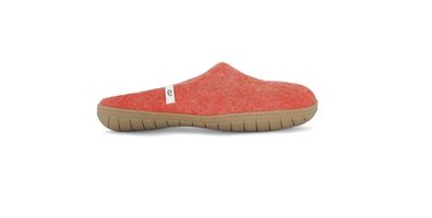 egos Filz Pantoffel slip on simple rubber sole aus Schafwolle Rusty Red