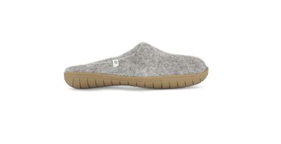 egos Filz Pantoffel slip on simple rubber sole aus Schafwolle Natural Grey