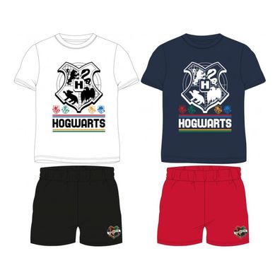 Harry Potter Jungen-Pyjama | Hogwarts Wappen & Schriftzug | Kurzarmshirt & kurze Hose