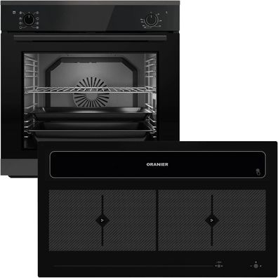 Oranier Backofen Set 9 Funktionen & KFL 2094 Flächen-Induktion 90 cm Dunstabzug