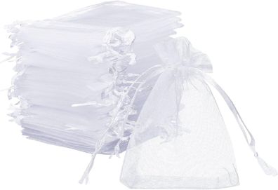 120 x Organza Säckchen Weiß Organzabeutel Schmucksäckchen Geschenktüten - 7 x 9 cm