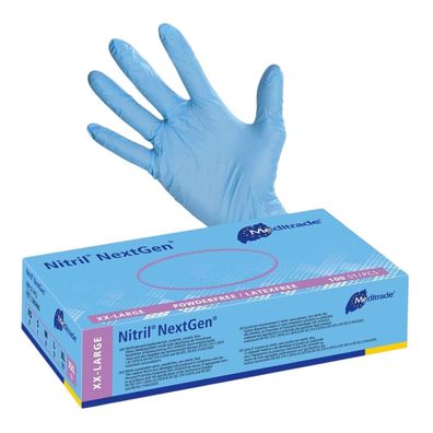 Meditrade Nitril Handschuhe NextGen® EN 455, puderfrei, blau, 100 Stk. | Packung (100