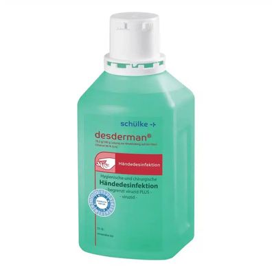 20x Schülke desderman® Händedesinfektion (ohne Farbstoff/Parfüm) - 500 ml | Flasche (