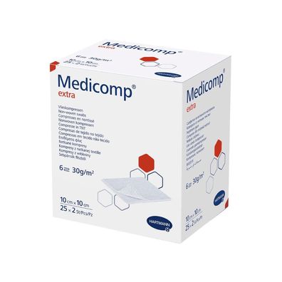 24x Hartmann Medicomp® Vlieskompresse 10 x 10 cm - 25x2 Stück | Packung (50 Stück)