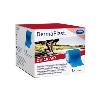 20x Hartmann DermaPlast® Quick Aid, selbstklebender Schaumverband, 6 cm x 2 m - Blau