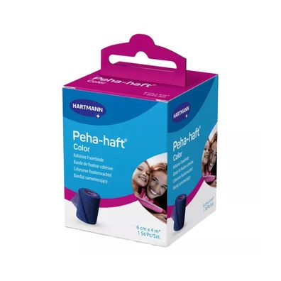 Hartmann Peha-haft Color elastische Fixierbinde, blau 6 cm x 4 m | Packung (1 Stück)