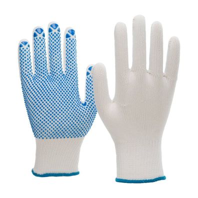 NITRAS Strickhandschuhe, Nylon / Baumwolle, weiß, PVC-Noppen, blau (Farbcode: 1122),