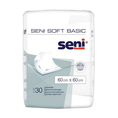 4x Seni Soft Basic Bettschutzunterlage, 60 x 60 cm - 30 Stück | Packung (30 Stück)