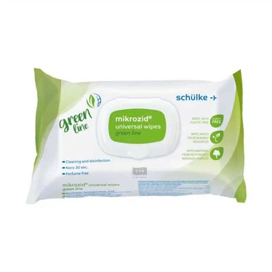 6x Schülke mikrozid® universal wipes green line Desinfektionstücher | Packung (114 St