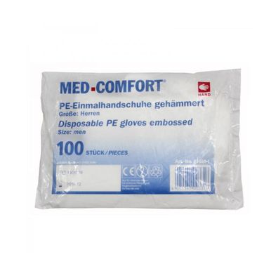 MED-COMFORT, PE-Handschuh gehämmert, transparent, Gr. L (Herren) | Beutel (100 Stück)