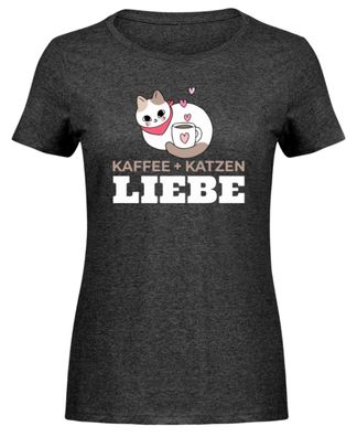 KAFFEE + KATZEN LIEBE - Damen Melange Shirt
