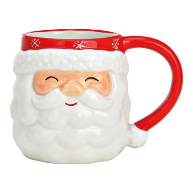 Nikolaus Becher aus Keramik Rot/Weiß 400ml 4er Set