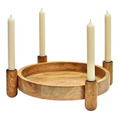 Adventskranz aus Mangoholz 37 cm