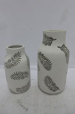 Gilde Halsvase, "Farn", Farnmotiv, Keramik, weiß, VE 4, H. 20 cm, D. 10 cm Höhe: