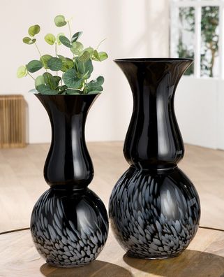Gilde Vase, "Rémy", Glas, schwarz, VE 1, H. 36,5 cm, D. 17 cm Höhe: 36.50 cm Durch