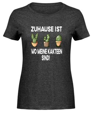 Zuhause ist wo meine Kakteen sind! - Damen Melange Shirt