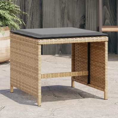 vidaXL Gartenhocker Kissen 4Stk. Beigemischung 41x41x36 cm Poly Rattan