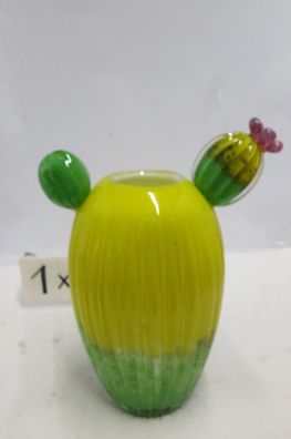 Gilde Glasart, Vase, "Kaktusblüte", Glas, gelb, grün, lila, VE 1, L. 14,5 cm, B