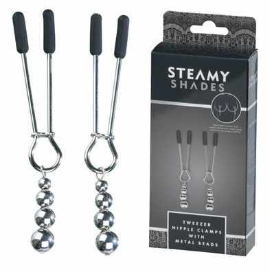 STEAMY SHADES Tweezer Nipple Clamps with Metal Beads