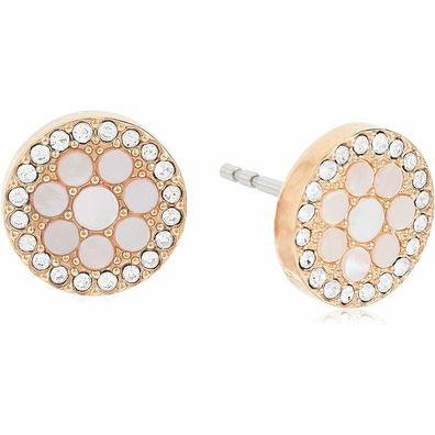 Glittering pink gold plated steel earrings JF02906791