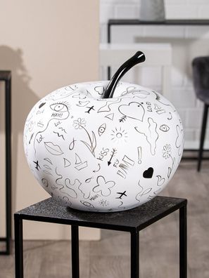 Gilde Dekoobjekt, Apfel, "Modern Art", Einliniendesign, Kunstharz, weiß, VE 1, L