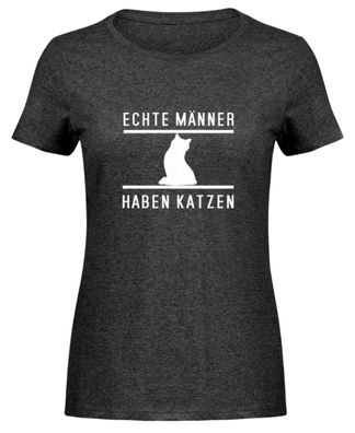 Echte Männer haben Katzen - Damen Melange Shirt