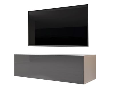 FURNIX TV Hängeboard ZALVO 100 cm Lowboard TV-Schrank modern grau glänzend