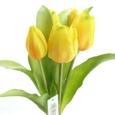 Tulpenstrauß Gelb aus 5 Stielen - Kunstblumen