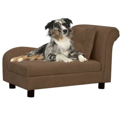 vidaXL Hundesofa mit Kissen Braun 83x44x44 cm Plüsch