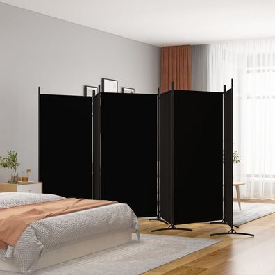 vidaXL 6-tlg. Paravent Schwarz 520x180 cm Stoff