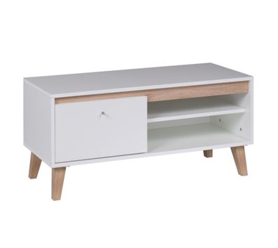 FURNIX Fernsehschrank DUNVOS 100 TV-Schrank mit offene Regale Weiß/San Remo