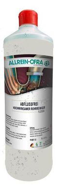 Allrein-Ofra - Abflussfrei - hochwirksamer Rohrreiniger - 10 x 1 Liter Flasche