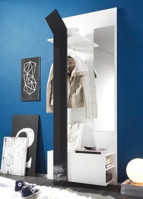 Garderobe Smart weiß anthrazit 75x200x33 Wandgarderobe Flurgarderobe