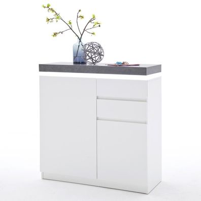 Schuhschrank Atlee 91x97x38 cm weiß LED Beleuchtung Kommode Sideboard