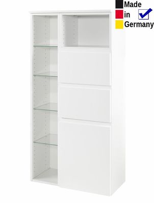 Midischrank Newport 4 Hochglanz weiß 65x130x35 cm Seitenschrank