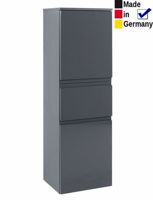 Midischrank Newport 3 Hochglanz grau 40x130x35 cm Seitenschrank