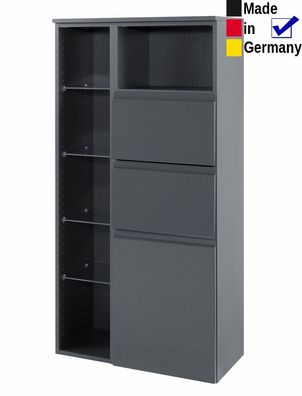 Midischrank Newport 4 Hochglanz grau 65x130x35 cm Seitenschrank