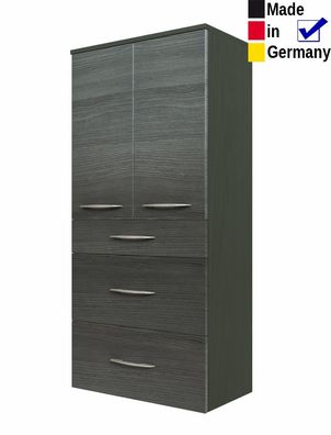 Midischrank Fiona 5 Eiche Rauchsilber 60x130x35 cm Seitenschrank