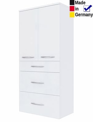 Midischrank Fiona 5 Hochglanz weiß 60x130x35 cm Seitenschrank