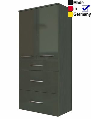 Midischrank Fiona 5 Hochglanz grau 60x130x35 cm Seitenschrank