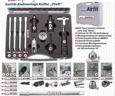 Airfit Sanitär-Endmontage-Koffer Profi 10-teilig