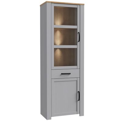 Vitrine Bonar 1 Grey Oak 72x206x42 cm Wohnzimmervitrine Schränke