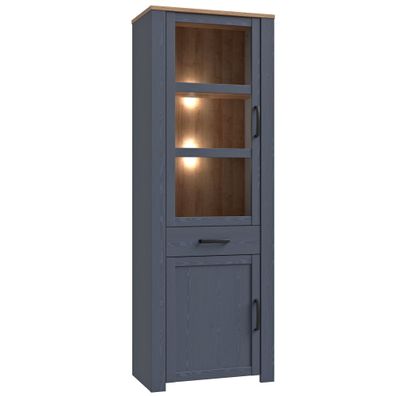 Vitrine Bonar 1 Navy Oak 72x206x42 cm Wohnzimmervitrine Schränke