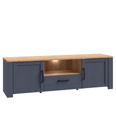 TV-Board Bonar 6 Navy Oak 166x52x42 cm Lowboard Mediamöbel Wohnzimmer