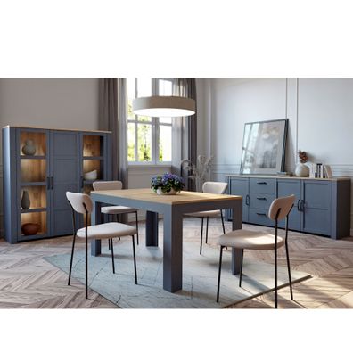 Esszimmer Bonar 40 Navy Oak 3-teilig Vitrine Sideboard Esstisch