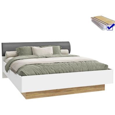 Doppelbett Melia 3 Weiß 180x200 cm Matratze Lattenrost LED